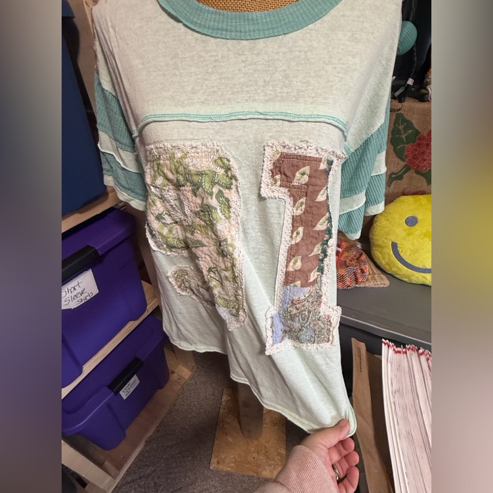 Pol Mint And Blue Patchwork Tee - image 5